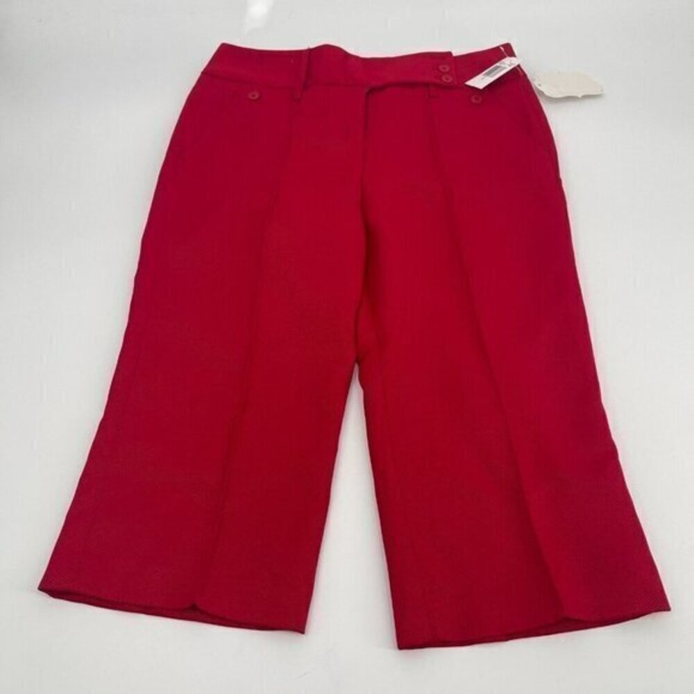 Zac & Rachel Cropped Pants 8 Womens Red Knit Pockets Business Casual Preppy New